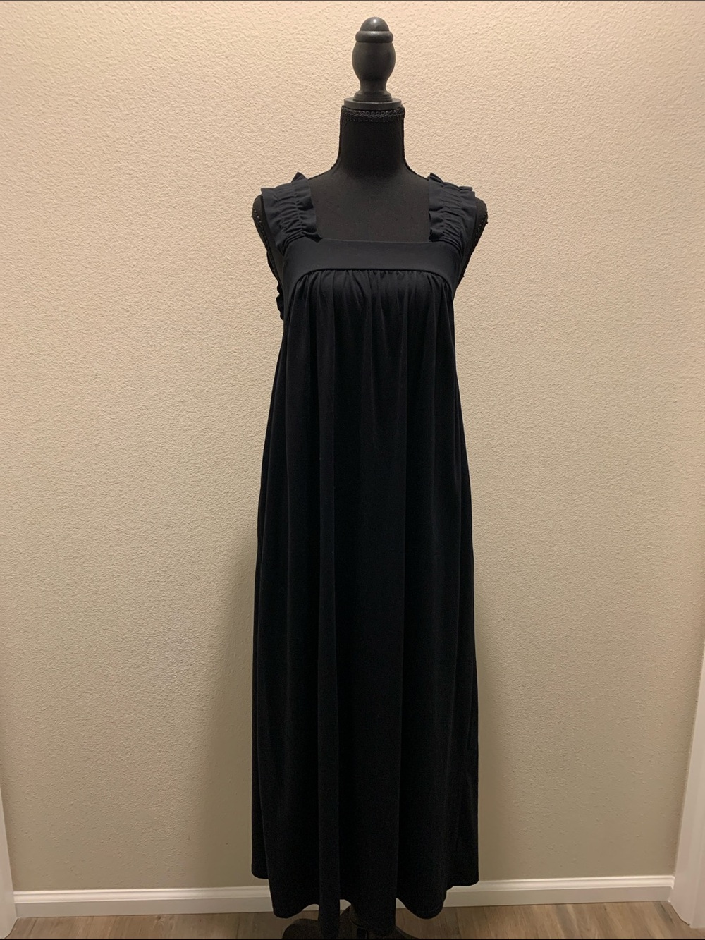 a new day Black Ruffled Strap Maxi Dress NWOT (Size XS)